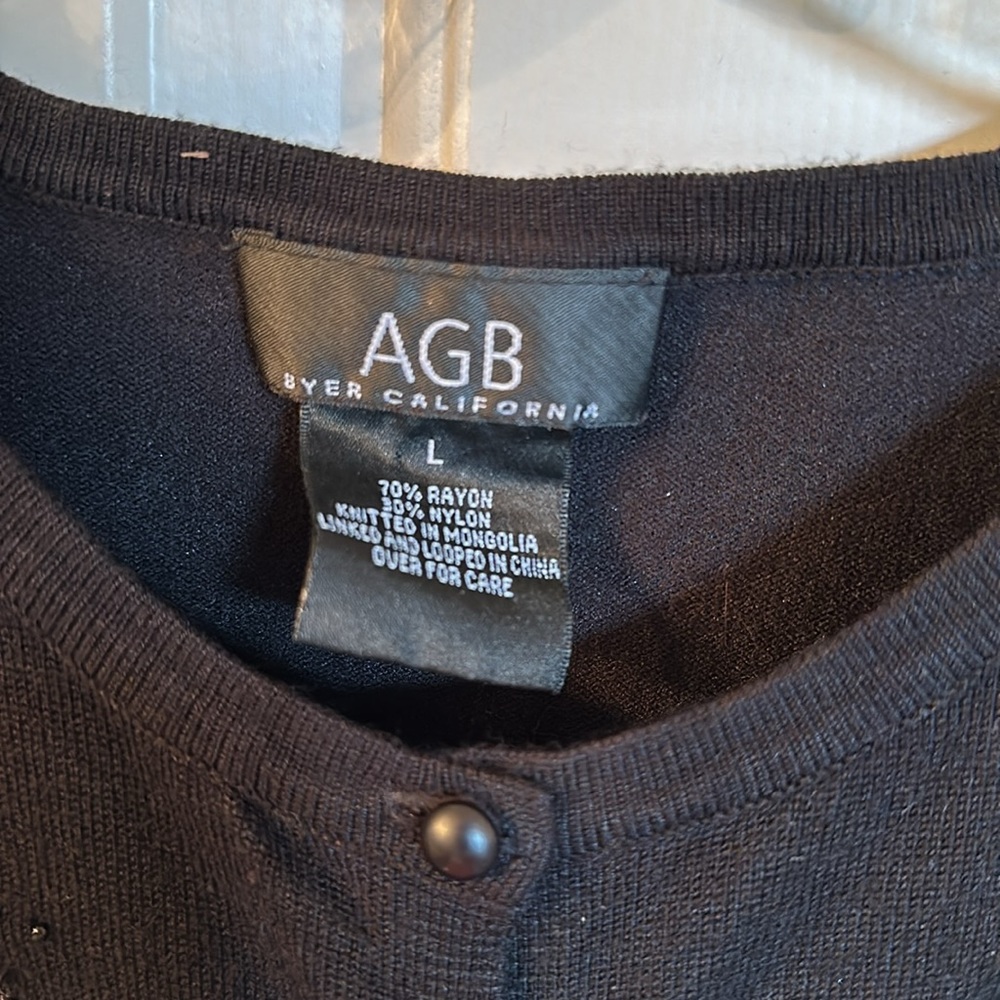 AGB black cardigan with black embroidered flower details in excellent condition! - Picture 4 of 7